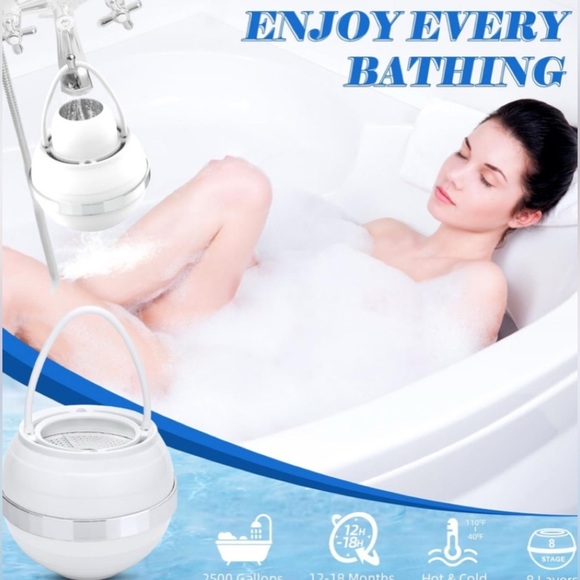 Bath Ball Filter Premium Bathtub Shower Water Filter Softer Skin Hair White NIB - Picture 2 of 12